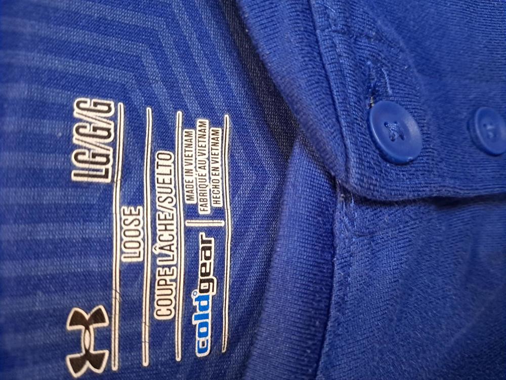 Under Armour Blue Coldgear with Orange Logo Henley Size Large - Picture 3 of 6